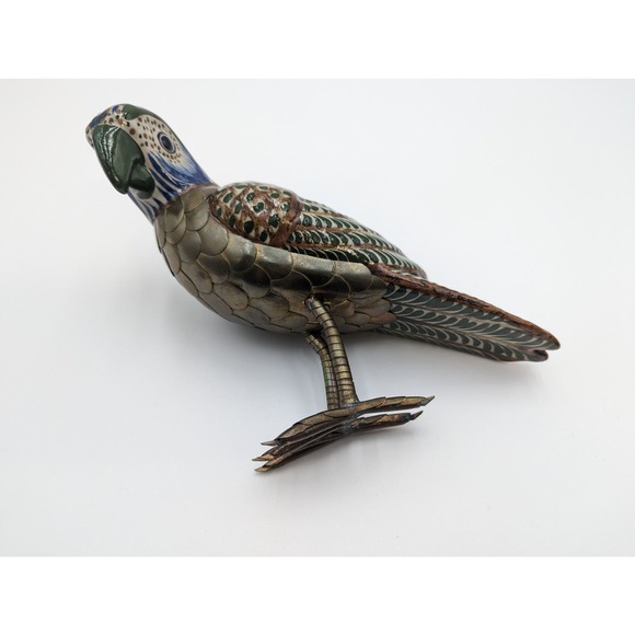MCM Sergio Bustamante Mixed Metal and Ceramic Parrot Sculpture 7" - Picture 5 of 6